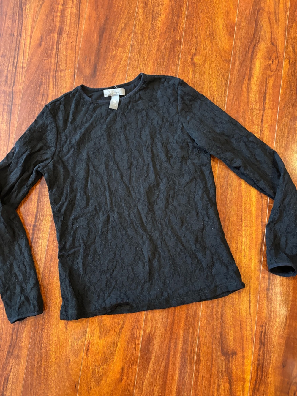 Kate Hill Black Long Sleeve Lace Top